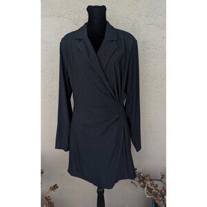 💜NWT Black Wrap Dress – Ruched, Asymmetrical Drape